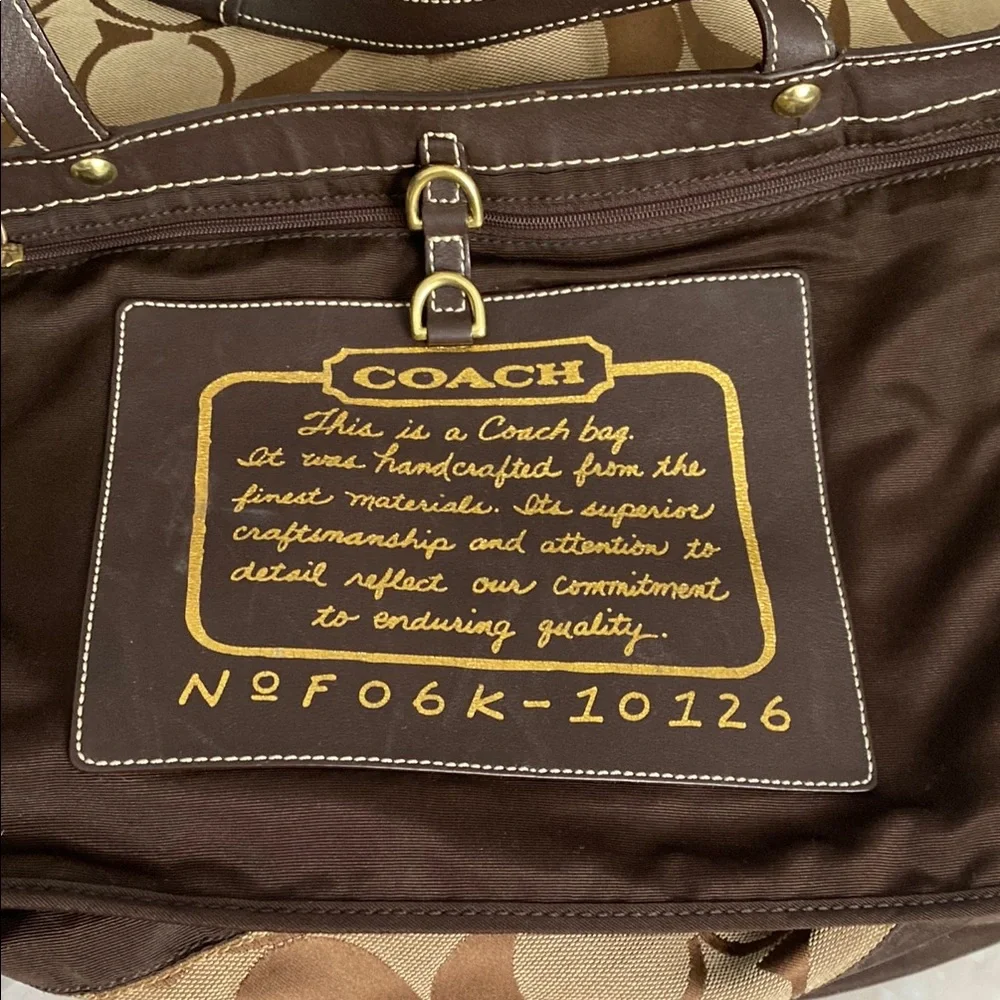 Coach Extra Large Brown Monogram Travel bag w/Leather Accents - Picture 9 of 13